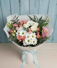 Букет цветов из:  Розы, Лизиантусы и Хризантемы в Коркино