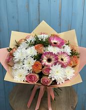 Букет цветов из:  Розы, Герберы и Хризантемы в Коркино