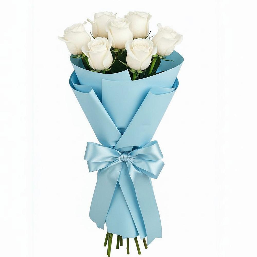 Букет 7 белых роз Проуд в Коркино