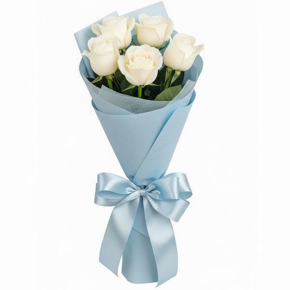 Букет 5 Белых роз Проуд в Коркино