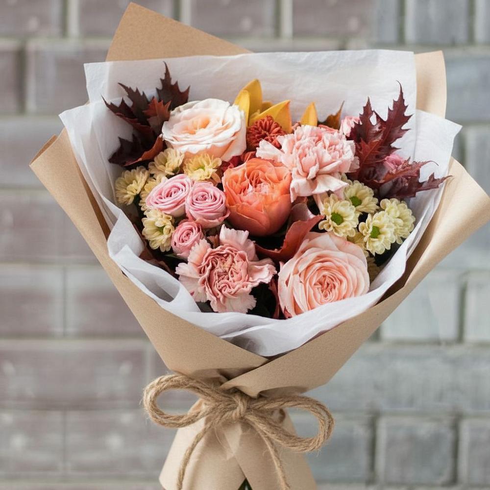Букет цветов из: Гвоздики, Хризантемы и Розы в Коркино