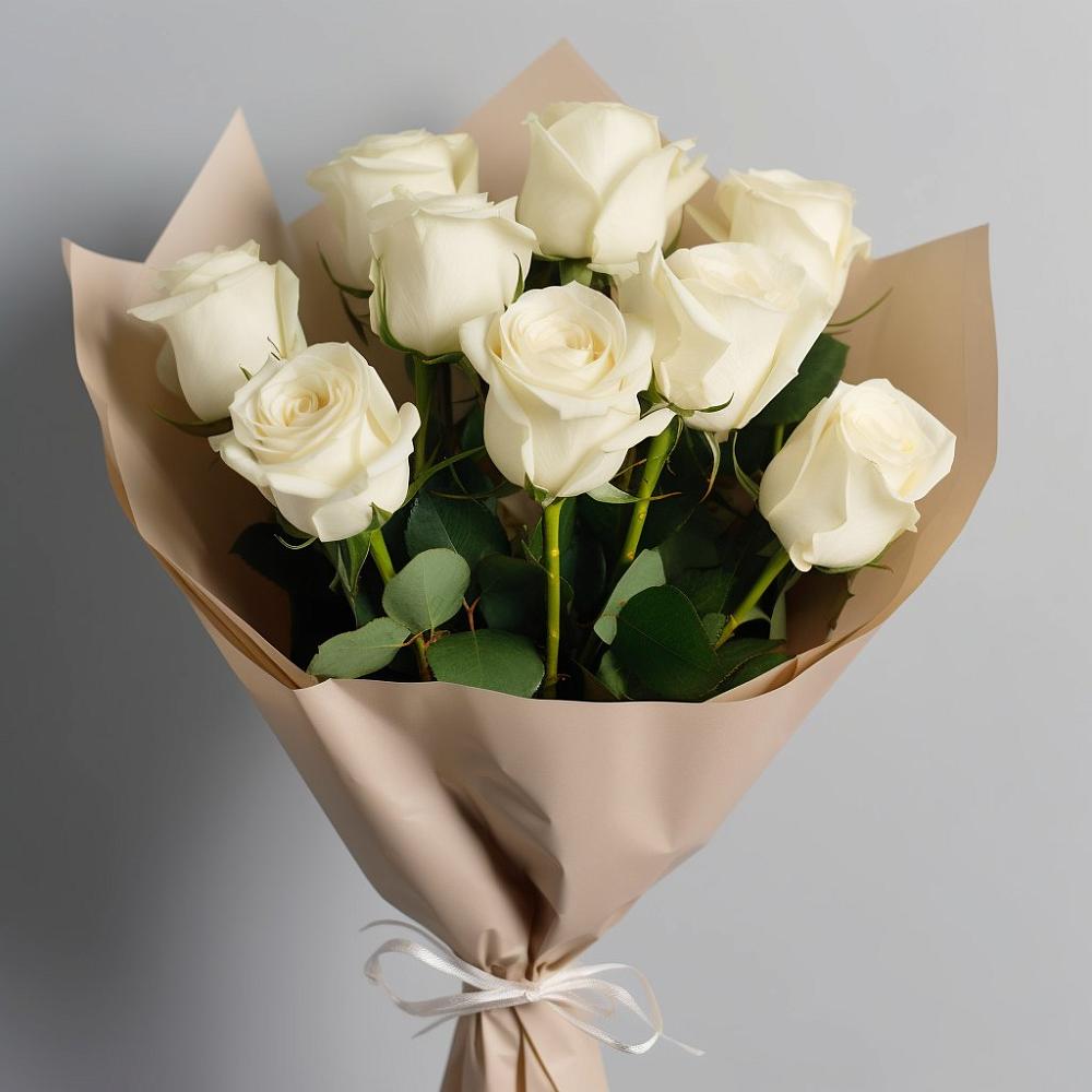 Букет 9 Белых роз Эдлесс Лав в Коркино