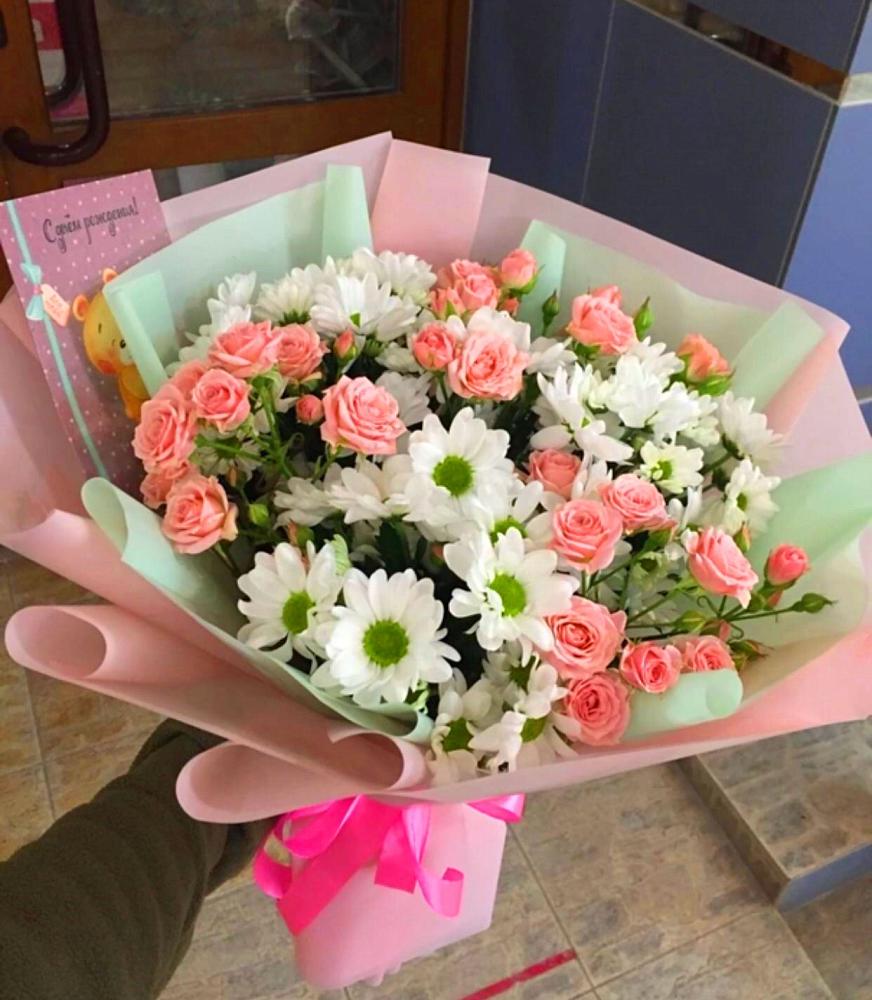 Букет цветов из: Розы и Хризантемы в Коркино