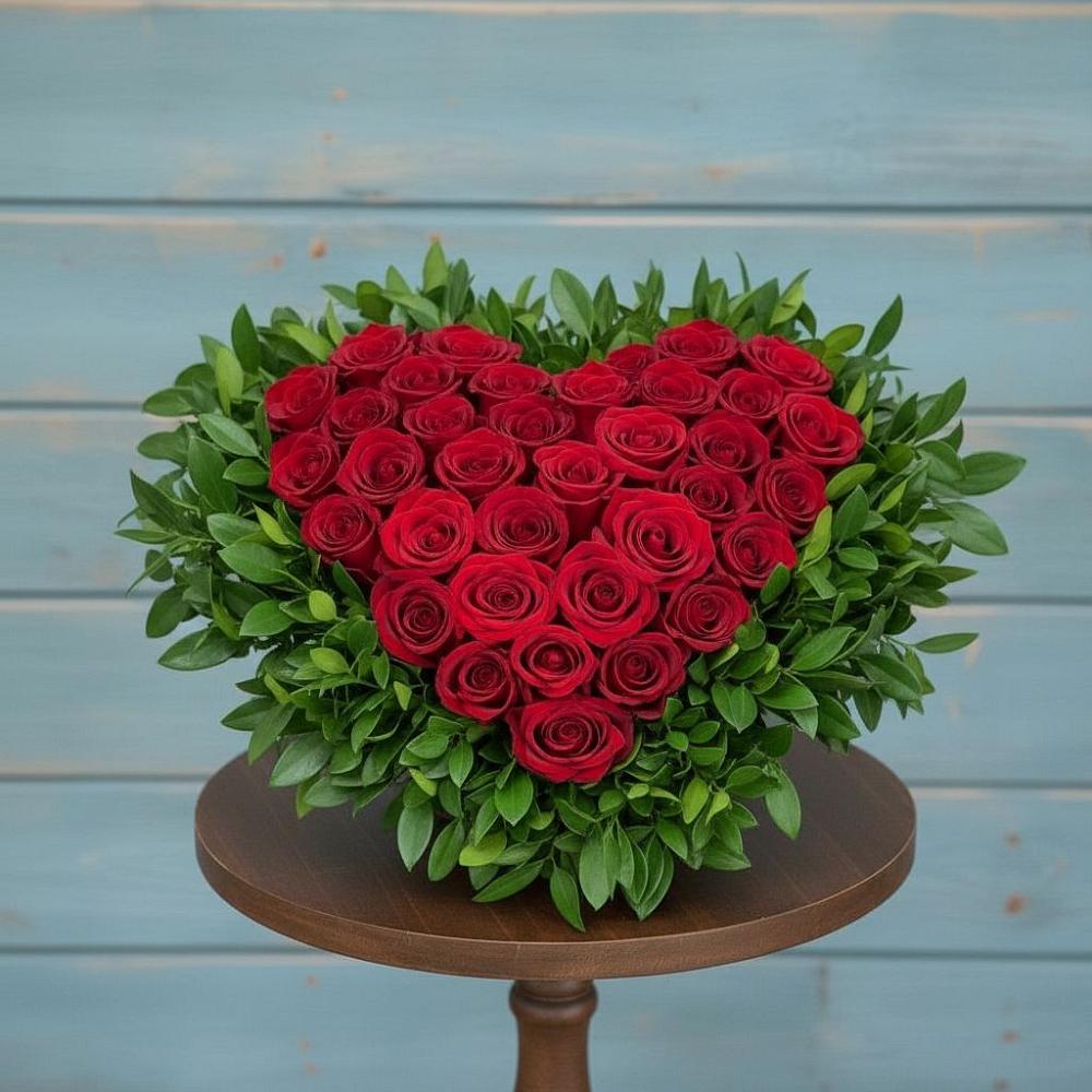 Цветочная композиция из Розы в виде сердца в Коркино