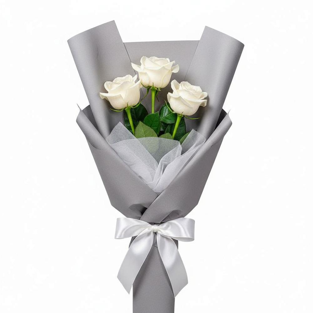 Букет 3 белые розы в Коркино