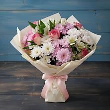 Букет цветов из:  Хризантемы, Альстромерии и Розы в Коркино