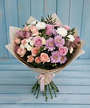 Букет цветов из:  Хризантемы, Розы и Альстромерии в Коркино
